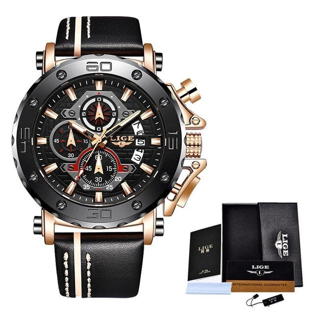 Relógio Masculino Lige Militar Pulseira em Couro