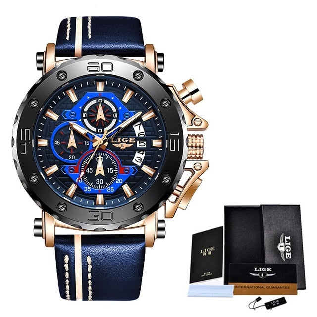 Relógio Masculino Lige Militar Pulseira em Couro